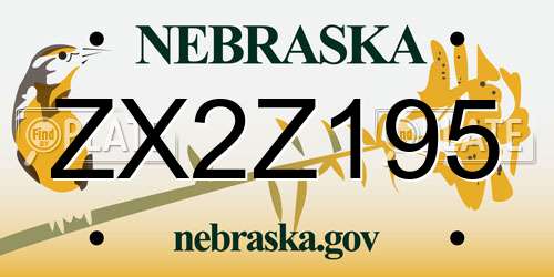 ZX2Z195 Nebraska License Plate