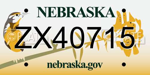 ZX40715 Nebraska License Plate