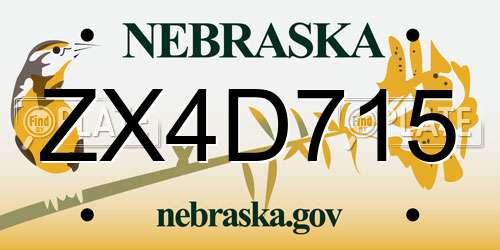 ZX4D715 Nebraska License Plate