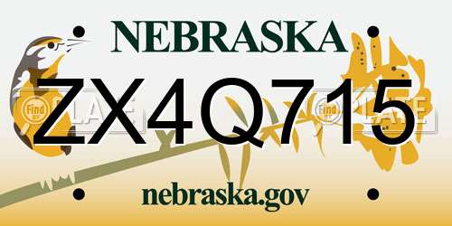 ZX4Q715 Nebraska License Plate