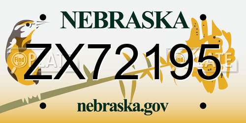 ZX72195 Nebraska License Plate