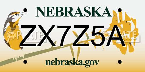 ZX7Z5A Nebraska License Plate