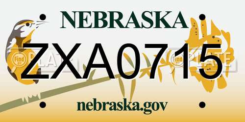 ZXA0715 Nebraska License Plate