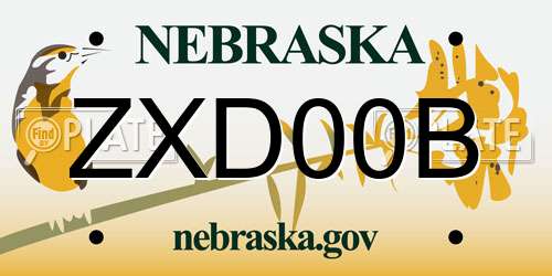 ZXD00B Nebraska License Plate