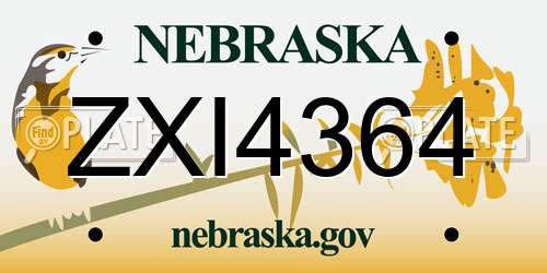 ZXI4364 Nebraska License Plate