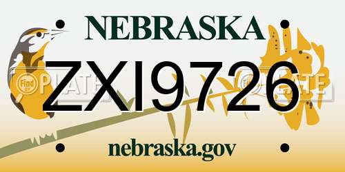 ZXI9726 Nebraska License Plate