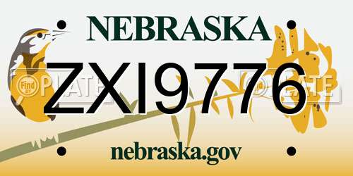 ZXI9776 Nebraska License Plate