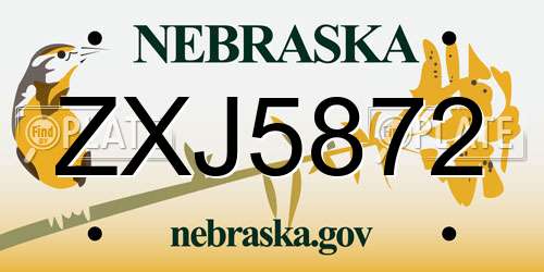 ZXJ5872 Nebraska License Plate