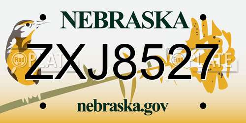 ZXJ8527 Nebraska License Plate