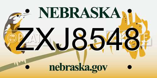 ZXJ8548 Nebraska License Plate