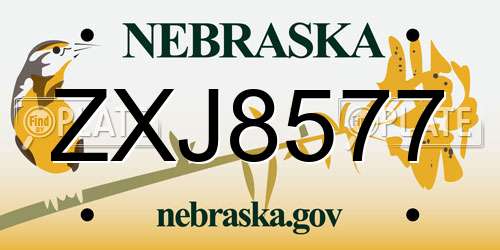 ZXJ8577 Nebraska License Plate
