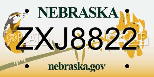 ZXJ8822 Nebraska License Plate