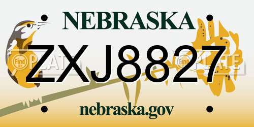 ZXJ8827 Nebraska License Plate