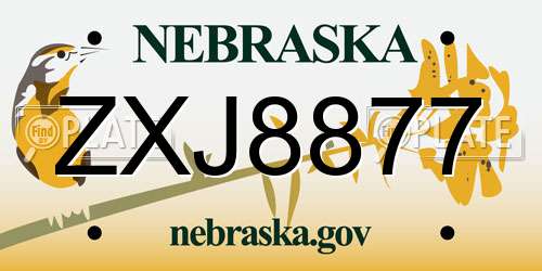 ZXJ8877 Nebraska License Plate