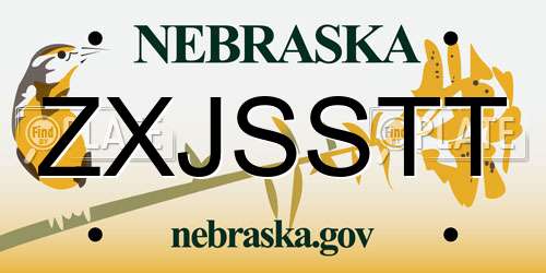 ZXJSSTT Nebraska License Plate