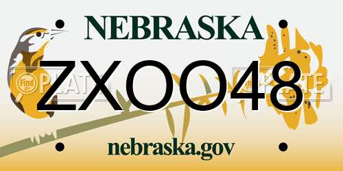 ZXOO48 Nebraska License Plate