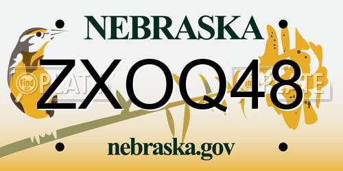 ZXOQ48 Nebraska License Plate