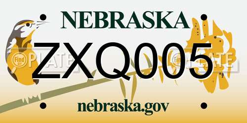 ZXQ005 Nebraska License Plate