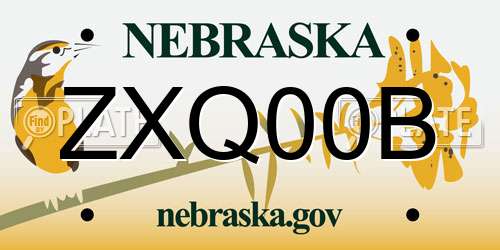 ZXQ00B Nebraska License Plate