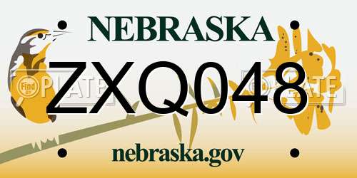 ZXQ048 Nebraska License Plate