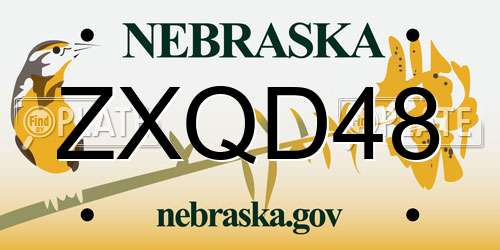 ZXQD48 Nebraska License Plate