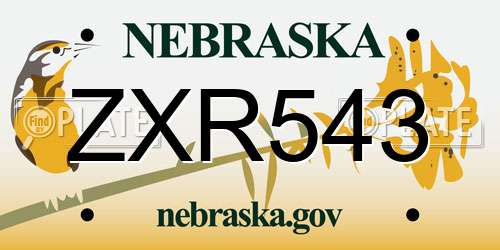 ZXR543 Nebraska License Plate