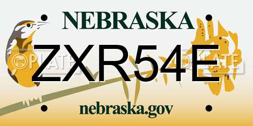 ZXR54E Nebraska License Plate