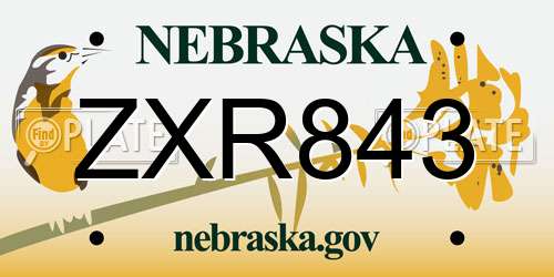 ZXR843 Nebraska License Plate