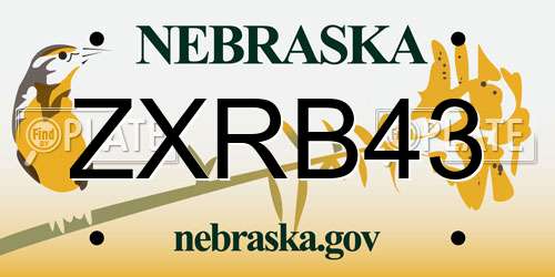 ZXRB43 Nebraska License Plate