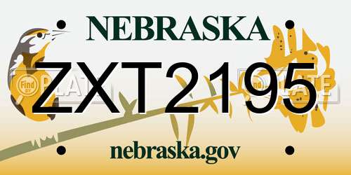 ZXT2195 Nebraska License Plate