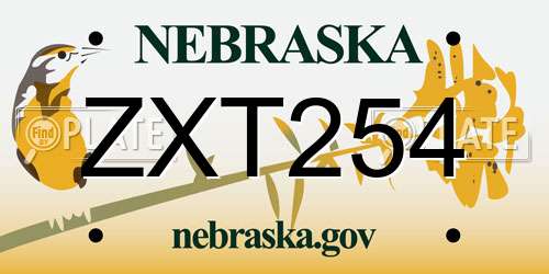 ZXT254 Nebraska License Plate