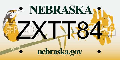 ZXTT84 Nebraska License Plate