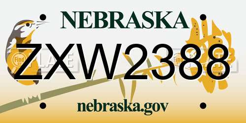 ZXW2388 Nebraska License Plate