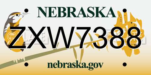 ZXW7388 Nebraska License Plate