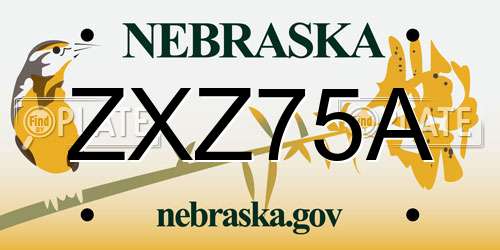 ZXZ75A Nebraska License Plate