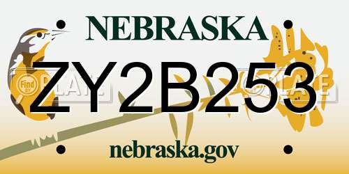 ZY2B253 Nebraska License Plate