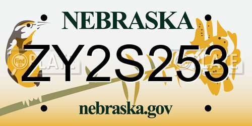 ZY2S253 Nebraska License Plate