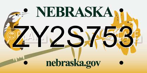ZY2S753 Nebraska License Plate