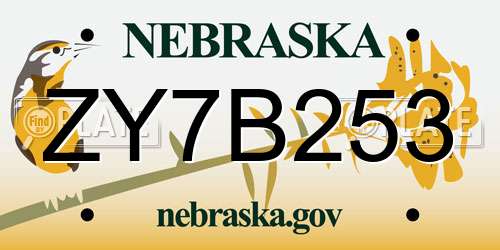 ZY7B253 Nebraska License Plate
