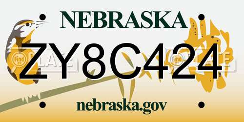 ZY8C424 Nebraska License Plate