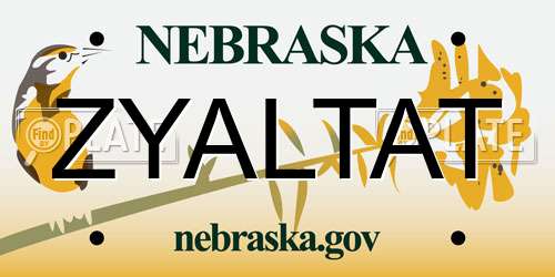 ZYALTAT Nebraska License Plate