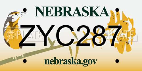 ZYC287 Nebraska License Plate