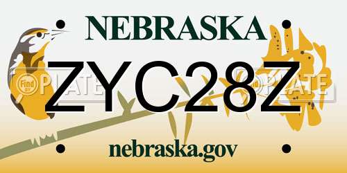 ZYC28Z Nebraska License Plate