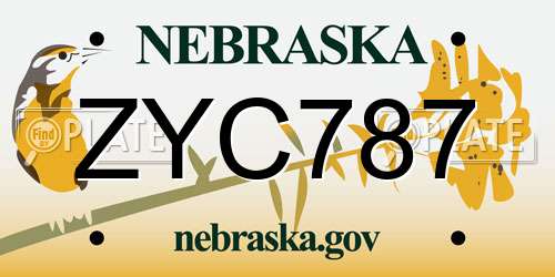 ZYC787 Nebraska License Plate