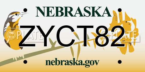 ZYCT82 Nebraska License Plate
