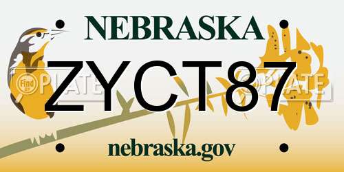 ZYCT87 Nebraska License Plate