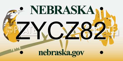 ZYCZ82 Nebraska License Plate