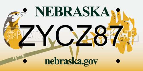 ZYCZ87 Nebraska License Plate