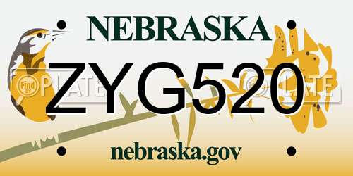 ZYG520 Nebraska License Plate