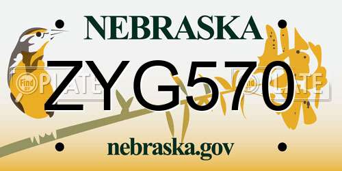 ZYG570 Nebraska License Plate